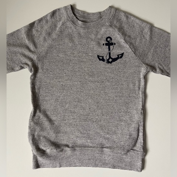 J. Crew Crewcuts Kids’ Grey Lightweight Nautical Sweatshirt with Anchor - Picture 2 of 9